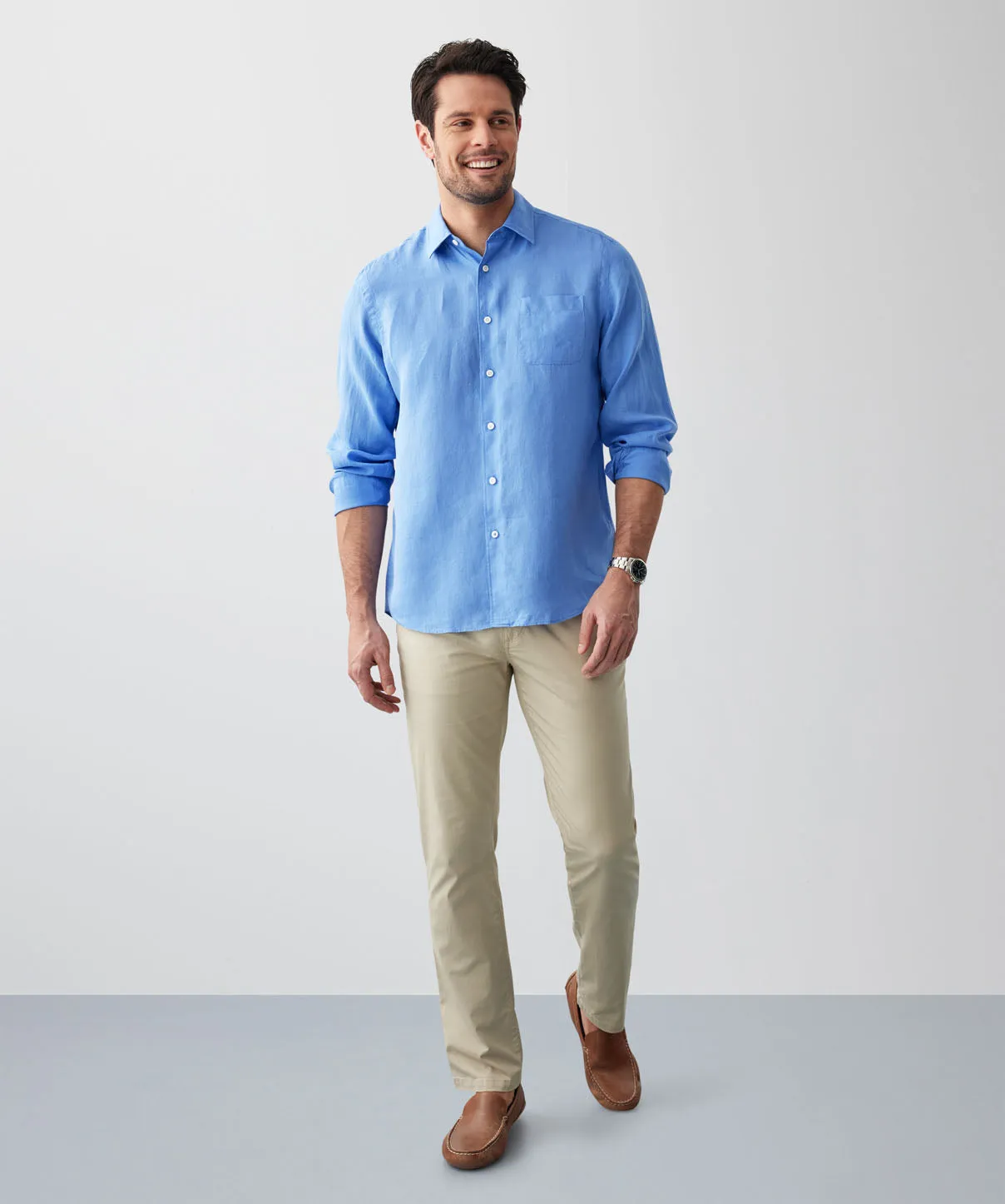 Pure French Linen Long Sleeve Shirt - Ocean sold by GAZMAN product image thumbnail 5