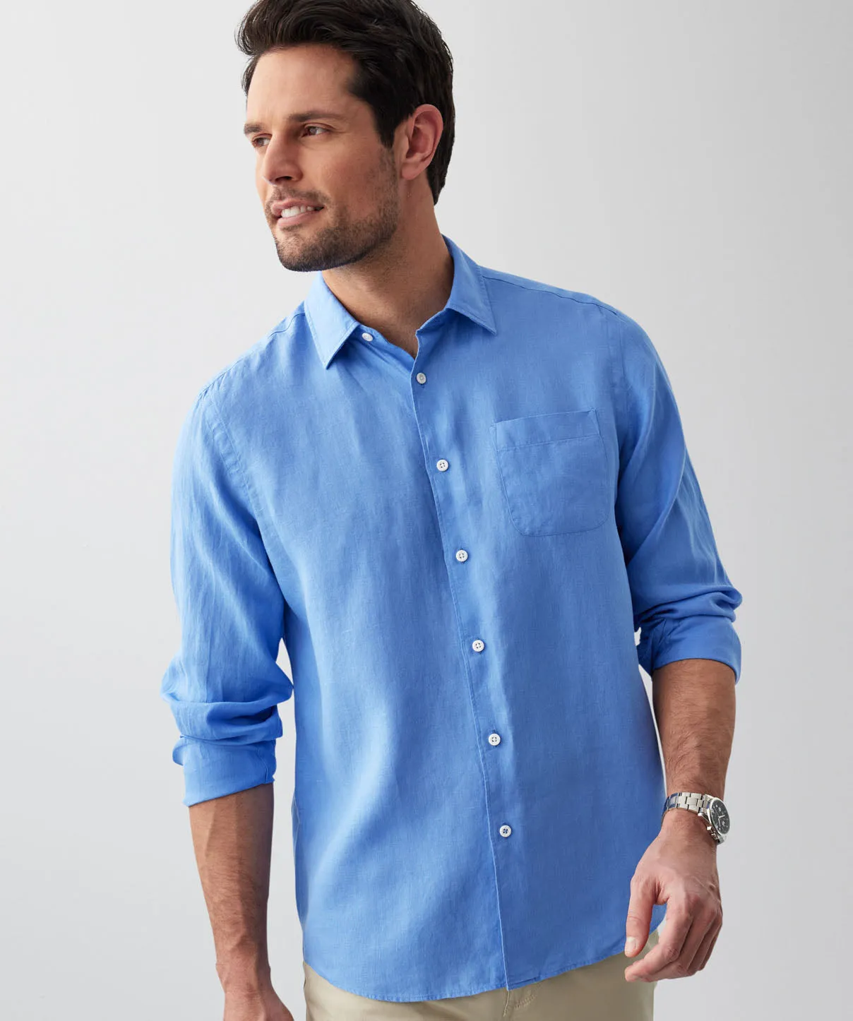 Pure French Linen Long Sleeve Shirt - Ocean sold by GAZMAN product image thumbnail 4