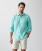 Pure French Linen Long Sleeve Shirt - Aqua sold by GAZMAN