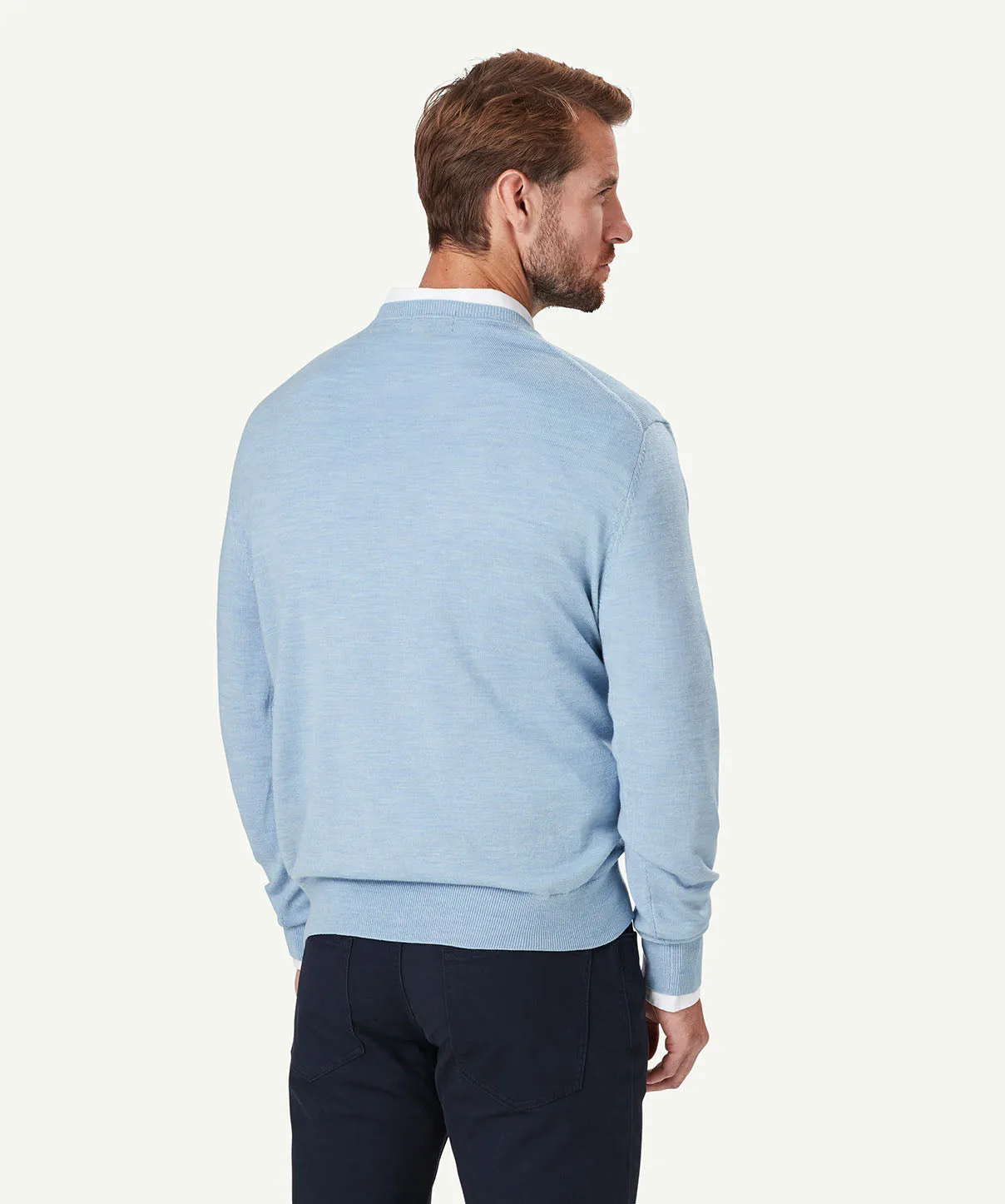 Merino V Neck Knit - Cloud sold by GAZMAN product image thumbnail 3