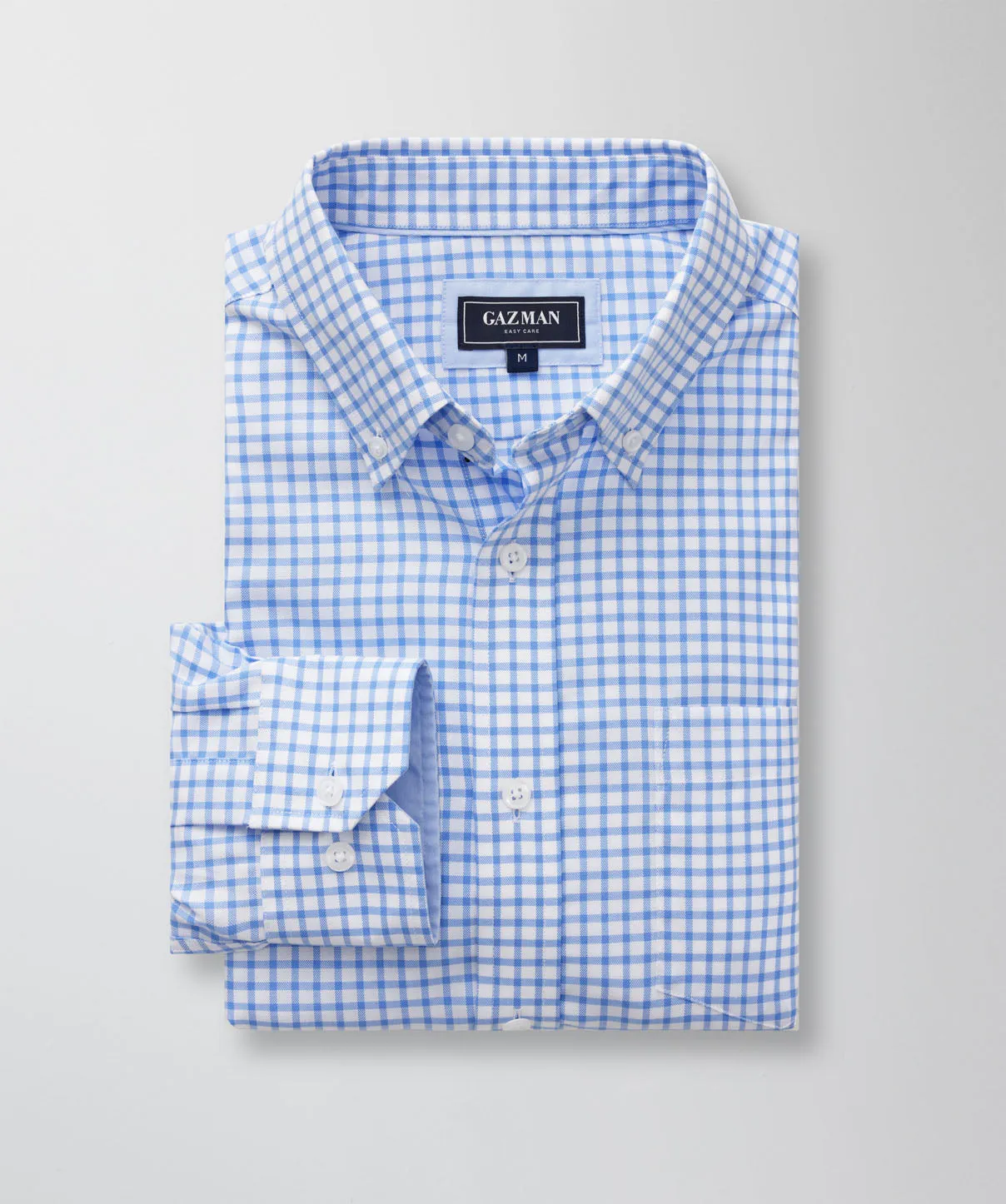 Easy Care Oxford Check Long Sleeve Shirt - Blue sold by GAZMAN product image thumbnail 2