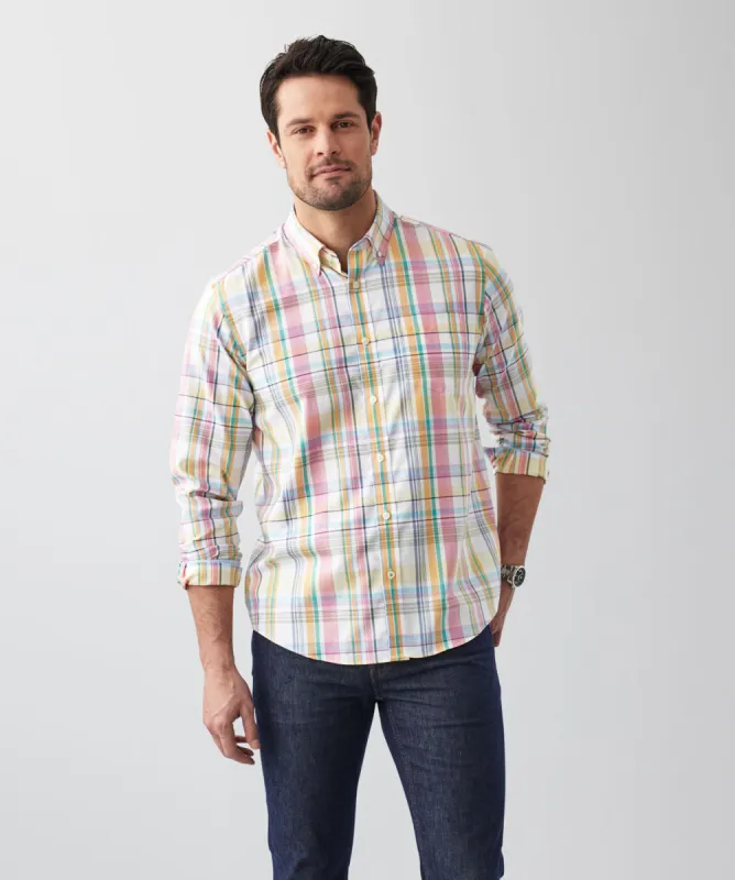 Easy Care Oxford Madras Check Long Sleeve Shirt - Multi sold by GAZMAN