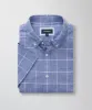 Casual Slub Check Short Sleeve Shirt - Blue sold by GAZMAN