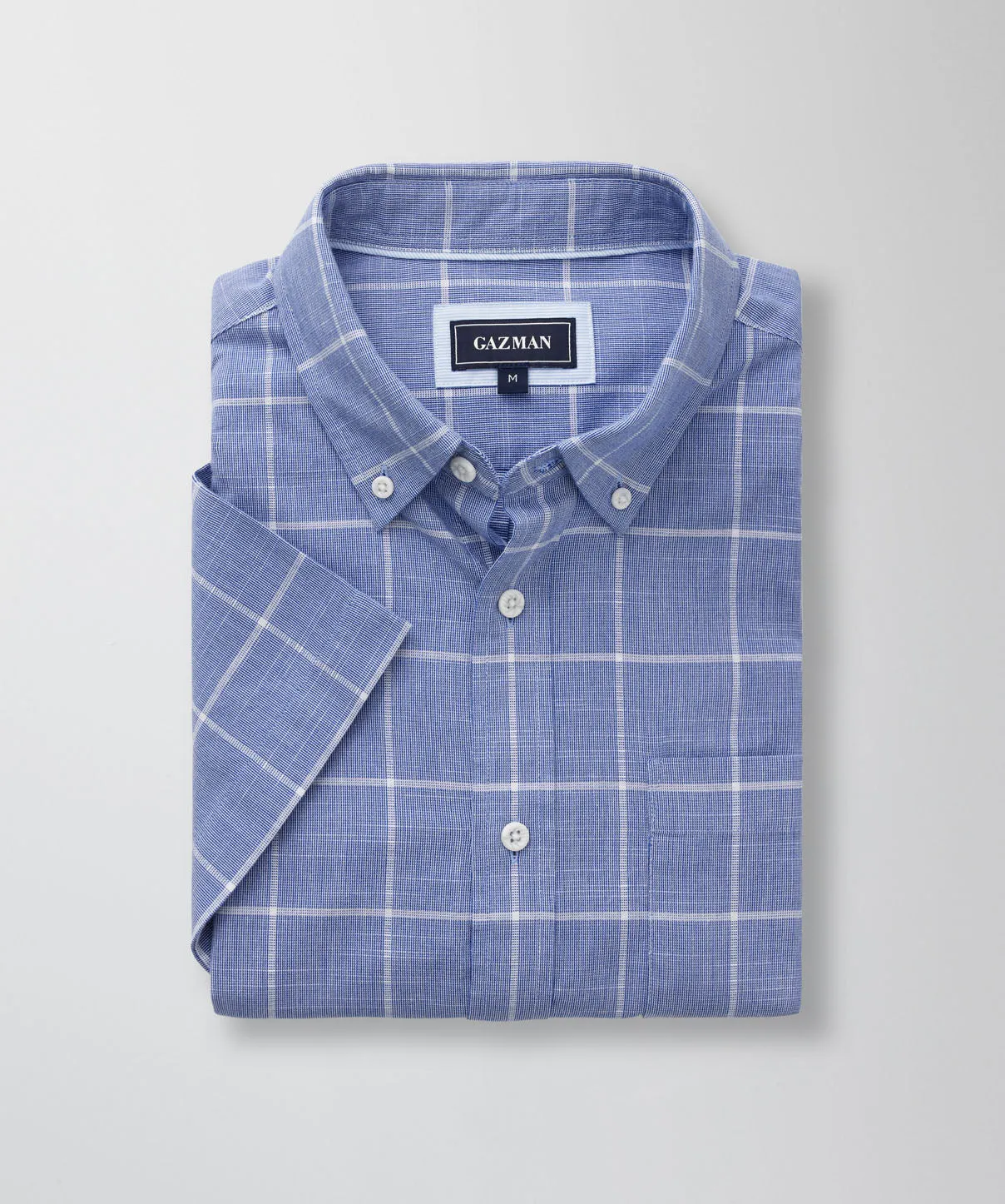 Casual Slub Check Short Sleeve Shirt - Blue sold by GAZMAN product image thumbnail 2