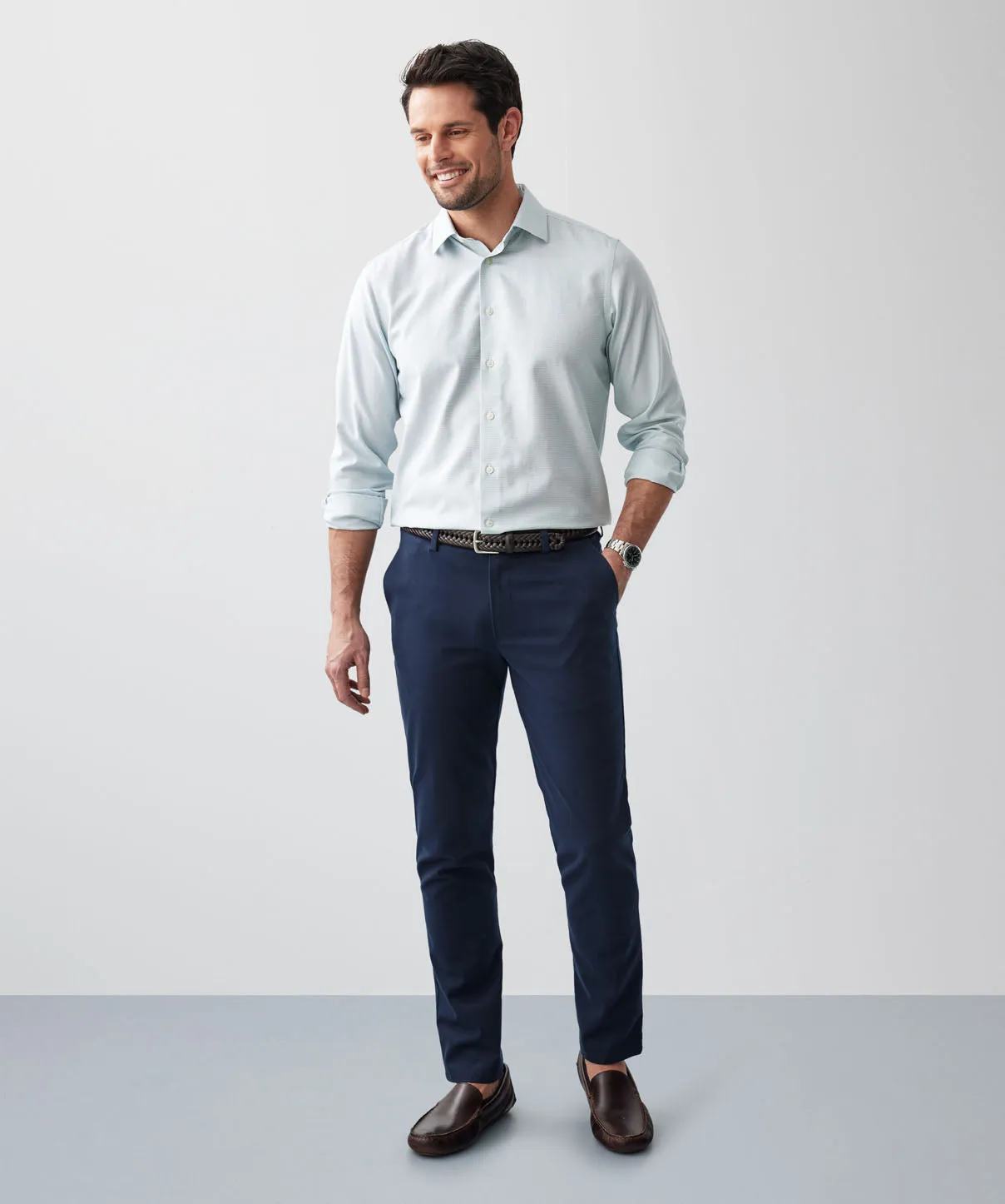 Non-Iron Dobby Long Sleeve Shirt - Sage sold by GAZMAN product image thumbnail 5