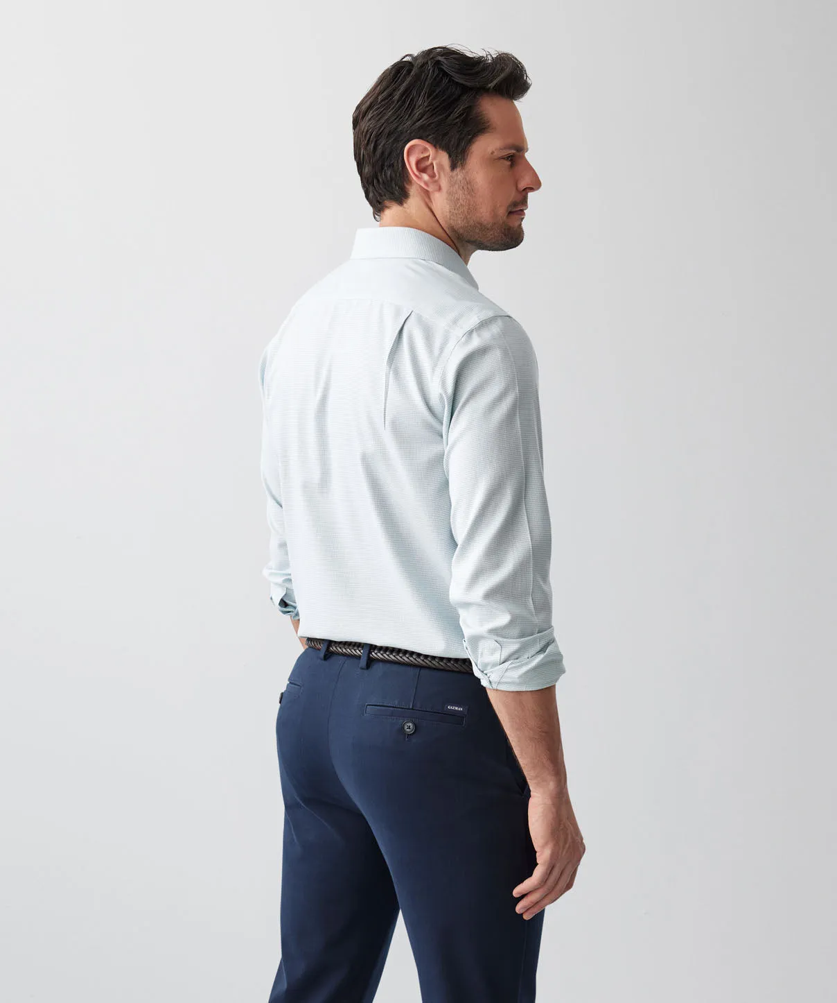 Non-Iron Dobby Long Sleeve Shirt - Sage sold by GAZMAN product image thumbnail 3