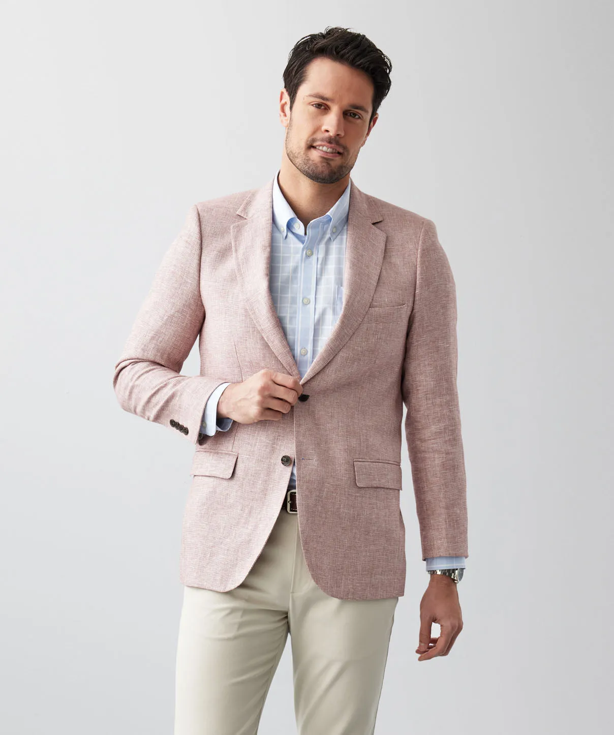Linen Cotton Plain Weave Sports Jacket - Berry sold by GAZMAN