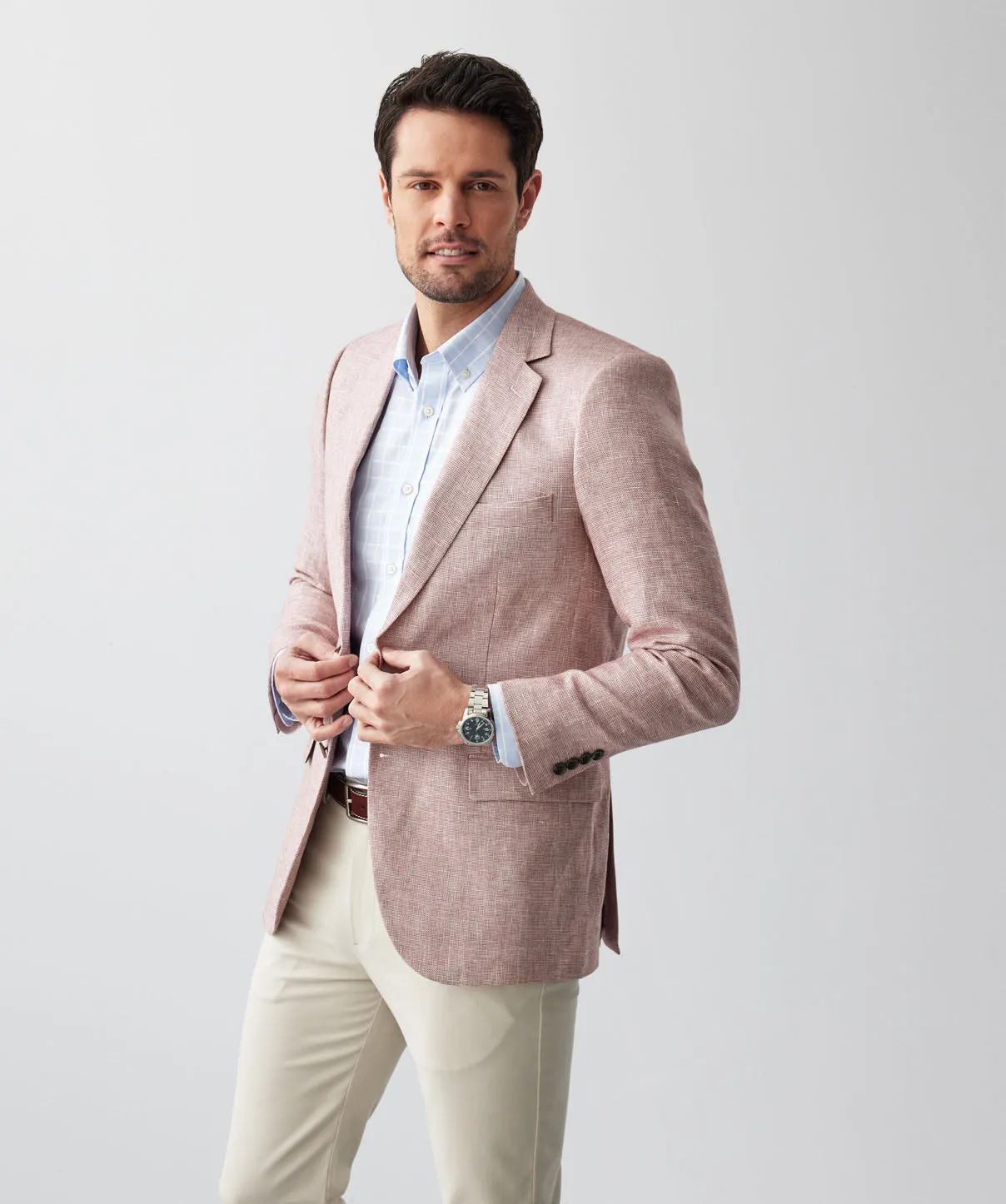 Linen Cotton Plain Weave Sports Jacket - Berry sold by GAZMAN product image thumbnail 5