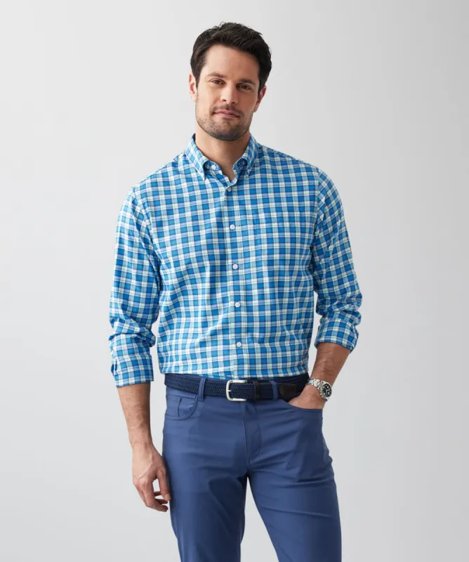 Performance Check Long Sleeve Shirt - Blue sold by GAZMAN