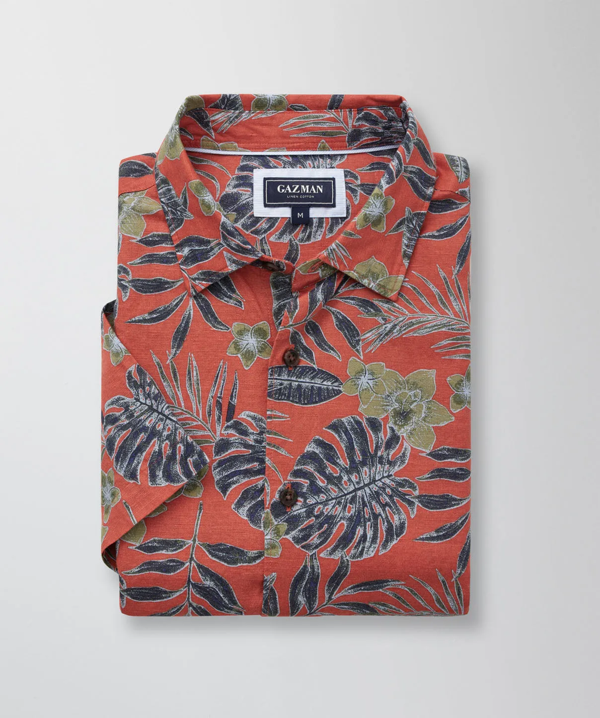 Linen Blend Large Tropical Short Sleeve Shirt - Orange sold by GAZMAN product image thumbnail 2