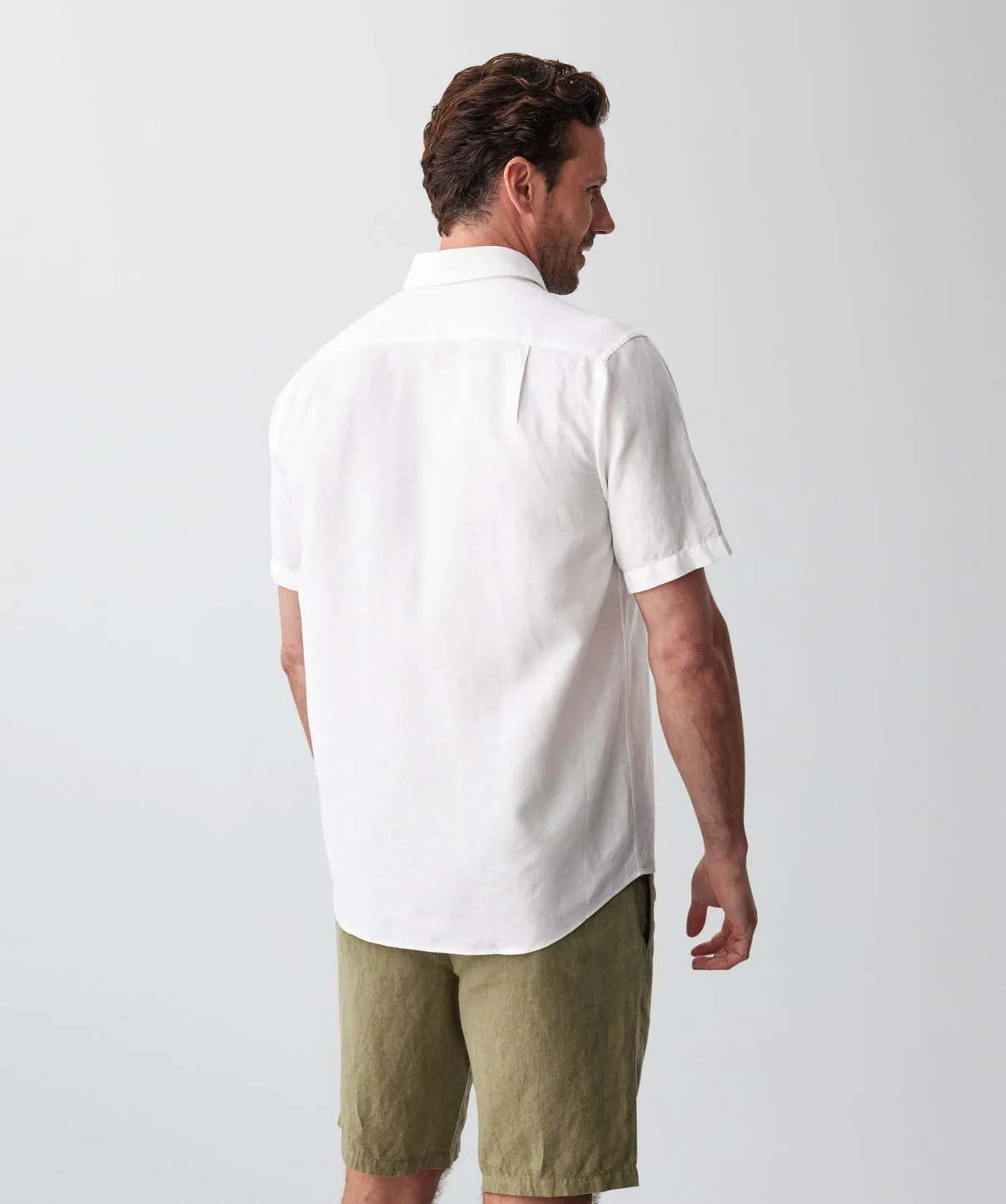 Linen Blend Plain Short Sleeve Shirt - White sold by GAZMAN product image thumbnail 3