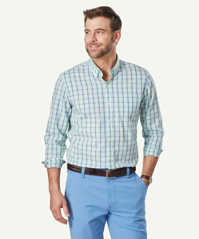 Tailored Easy Care Check Long Sleeve Shirt - Jade sold by GAZMAN