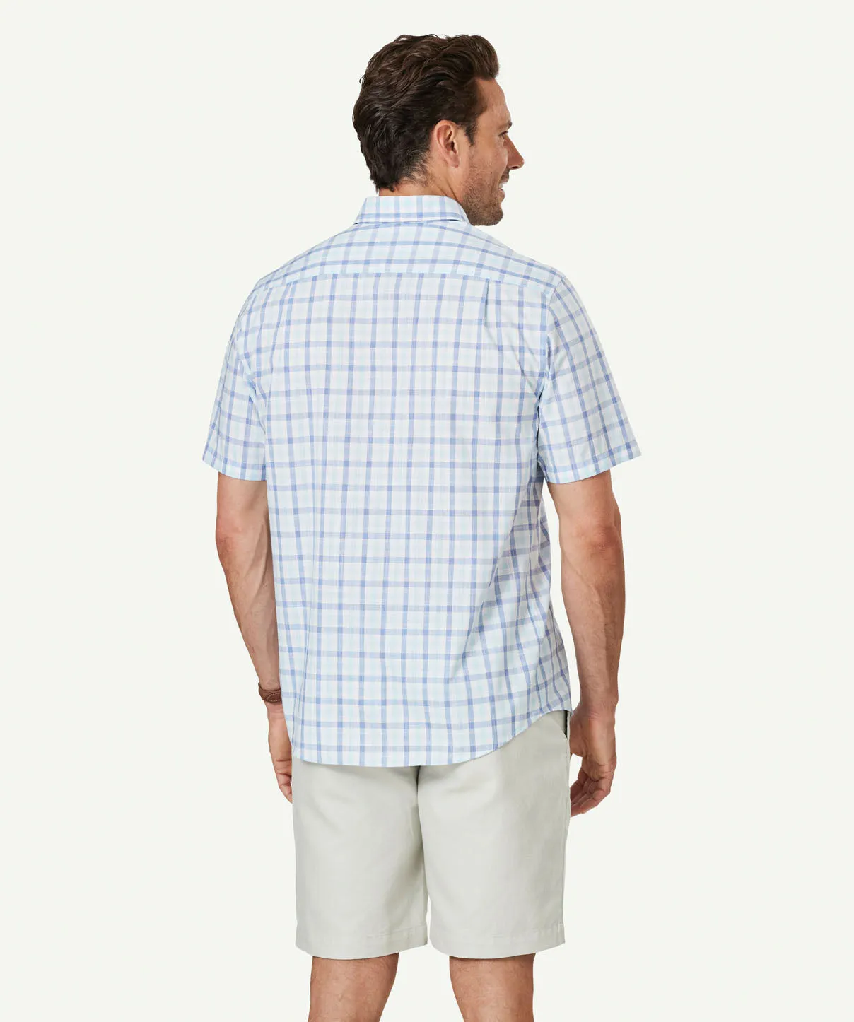 Easy Care Slub Check Short Sleeve Shirt - Blue sold by GAZMAN product image thumbnail 3