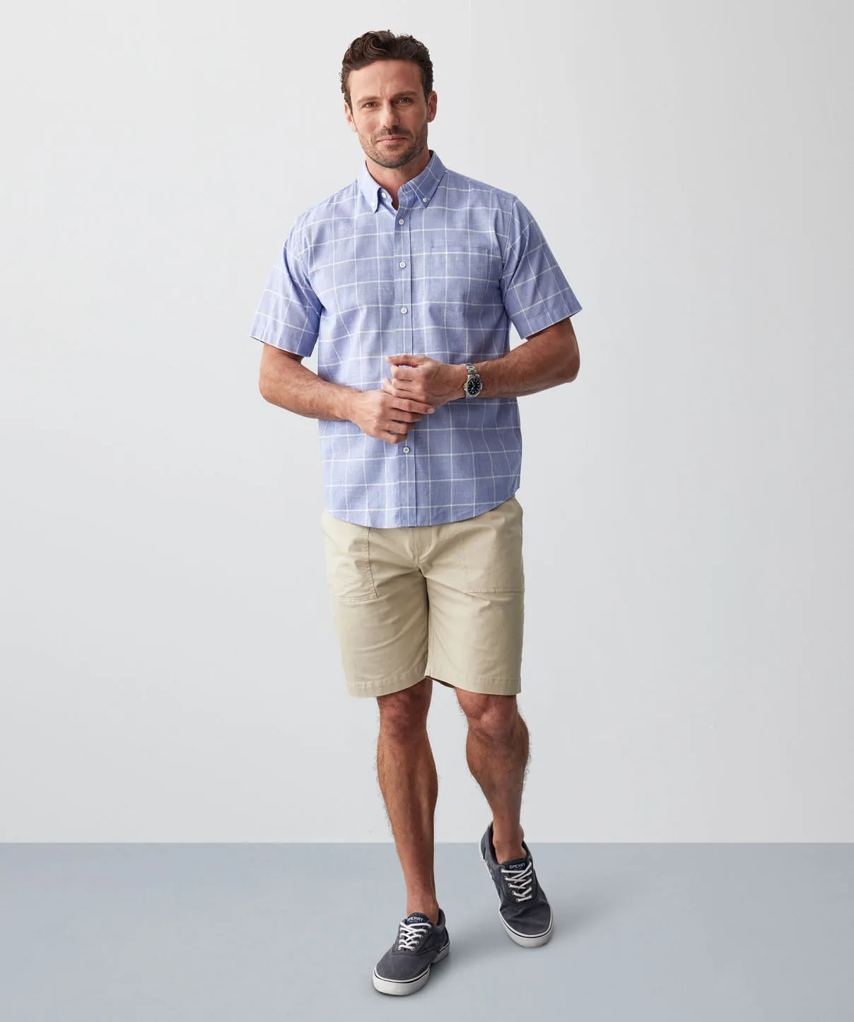 Casual Slub Check Short Sleeve Shirt - Blue sold by GAZMAN product image thumbnail 5