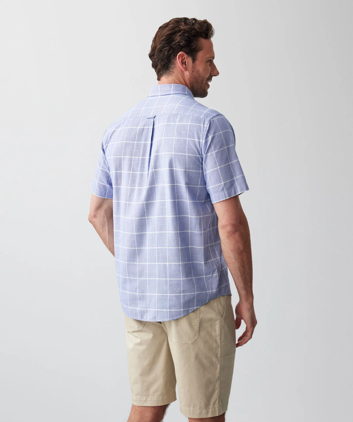 Casual Slub Check Short Sleeve Shirt - Blue sold by GAZMAN product image thumbnail 3
