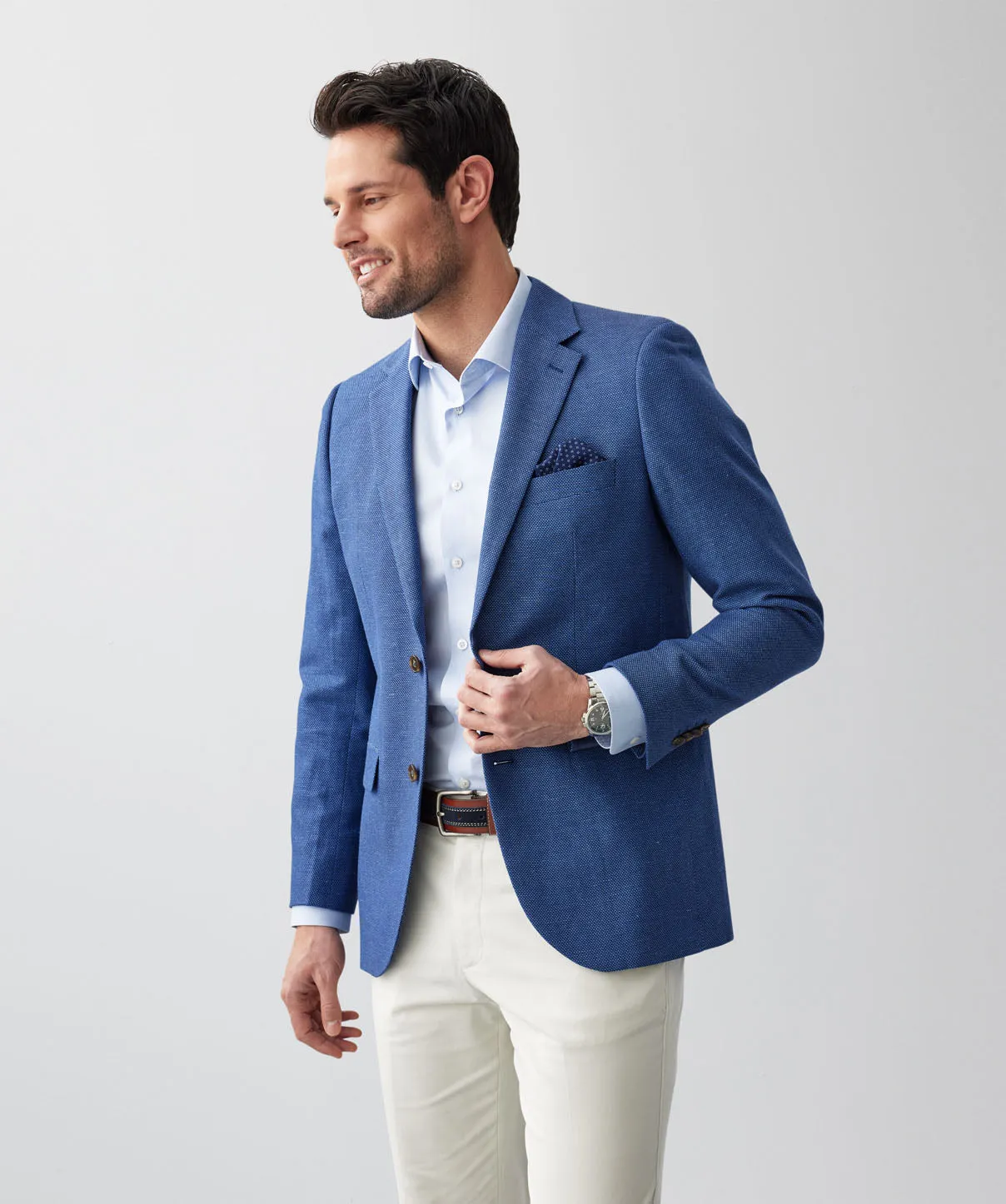 Cotton Linen Dobby Sports Jacket - Cobalt sold by GAZMAN product image thumbnail 5