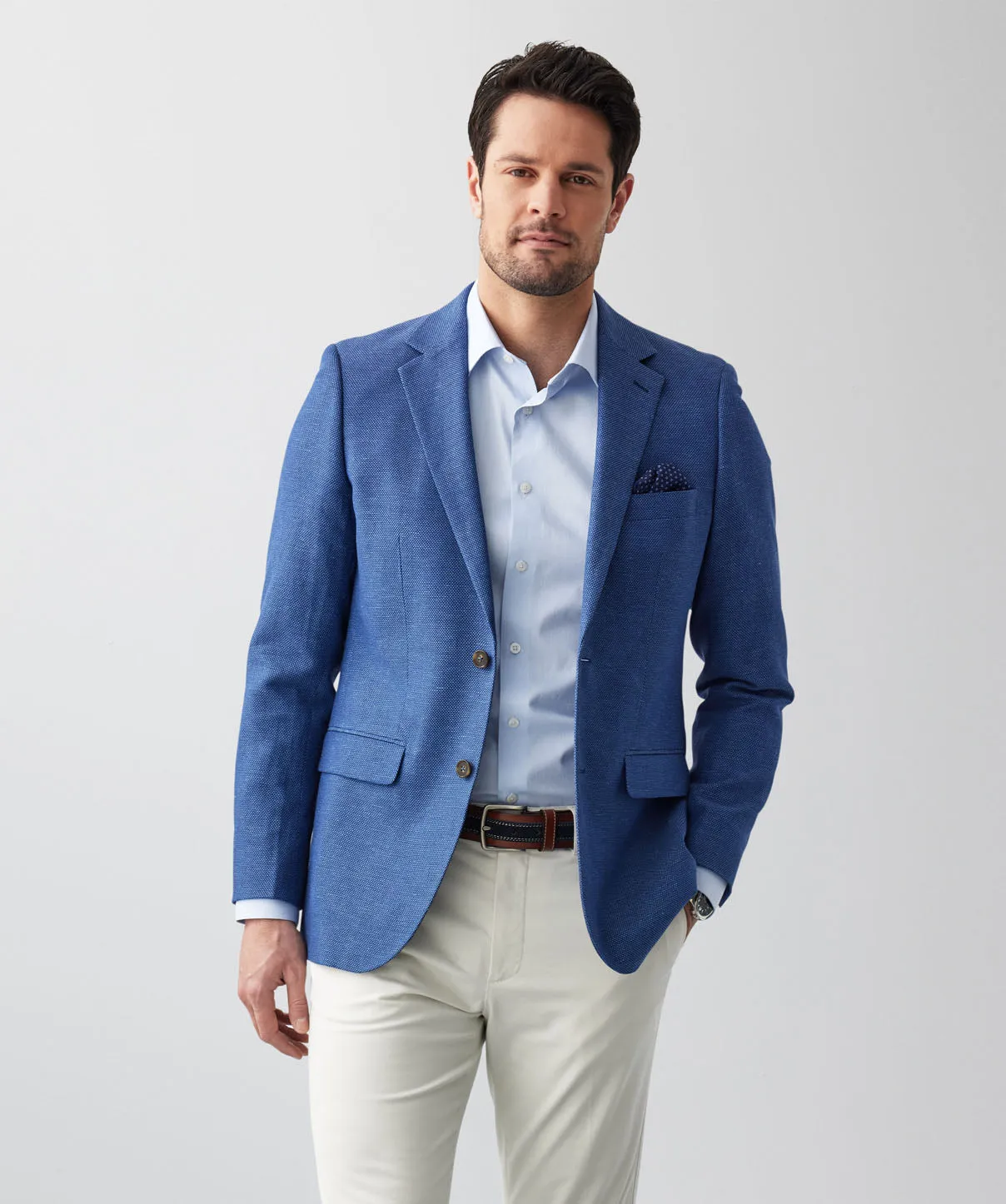 Cotton Linen Dobby Sports Jacket - Cobalt sold by GAZMAN