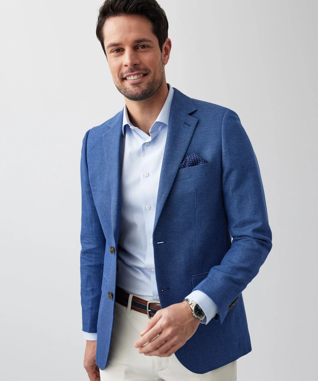 Cotton Linen Dobby Sports Jacket - Cobalt sold by GAZMAN product image thumbnail 3