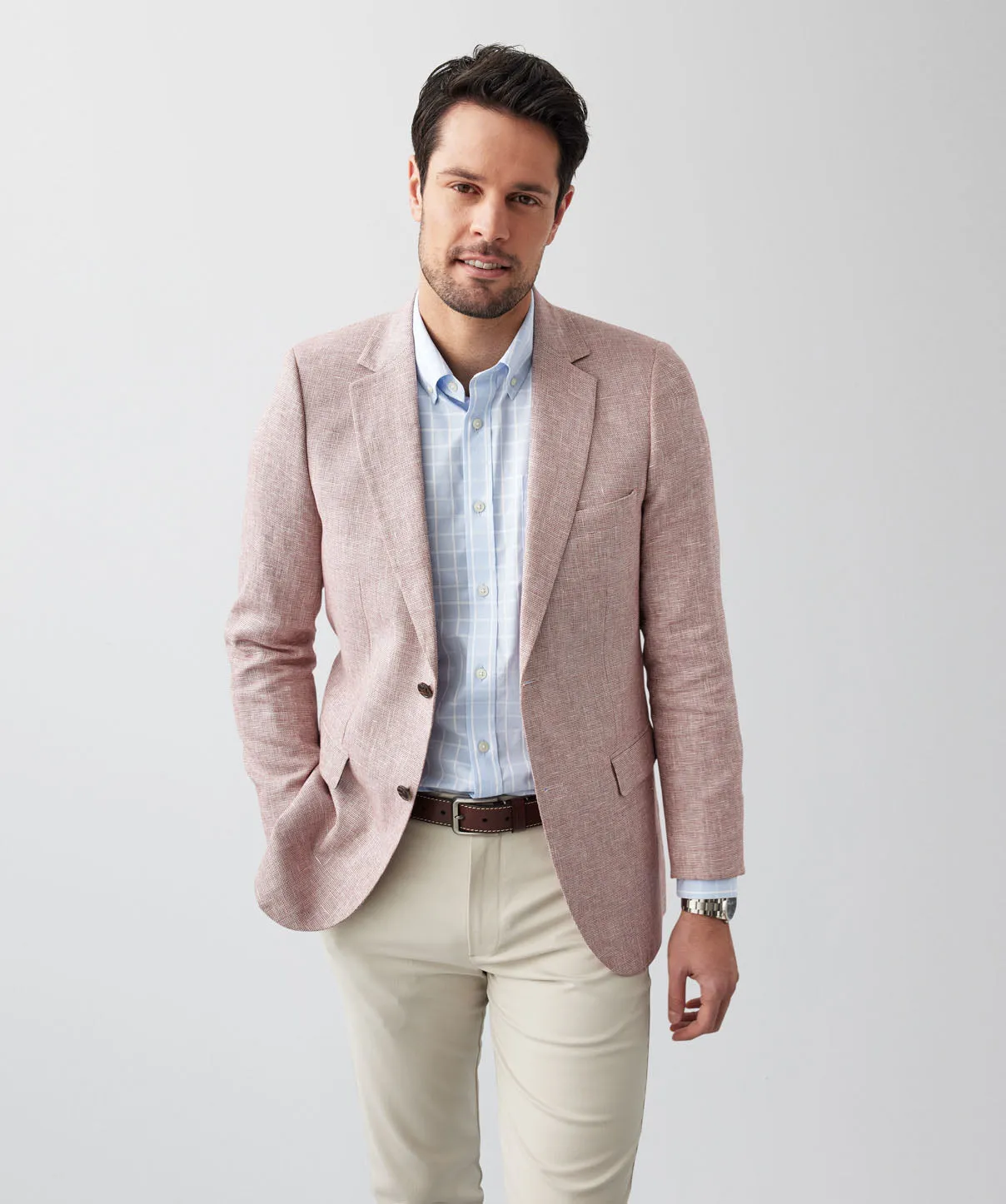 Linen Cotton Plain Weave Sports Jacket - Berry sold by GAZMAN product image thumbnail 3