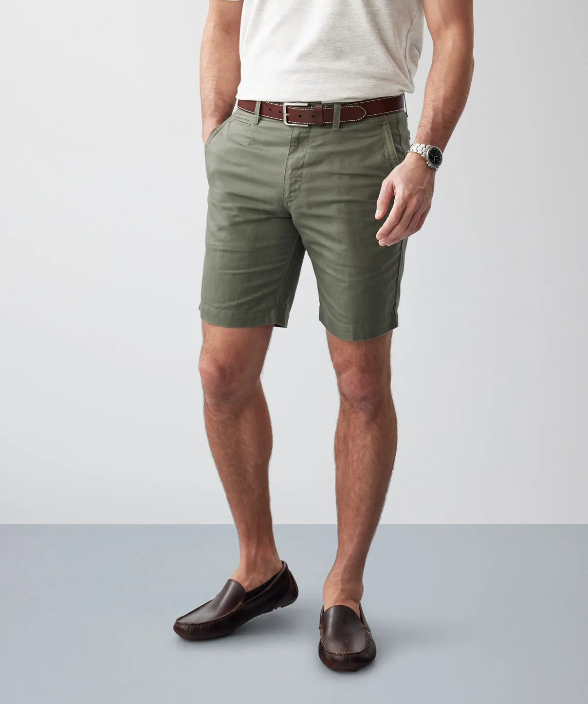 Linen Blend Shorts - Khaki sold by GAZMAN