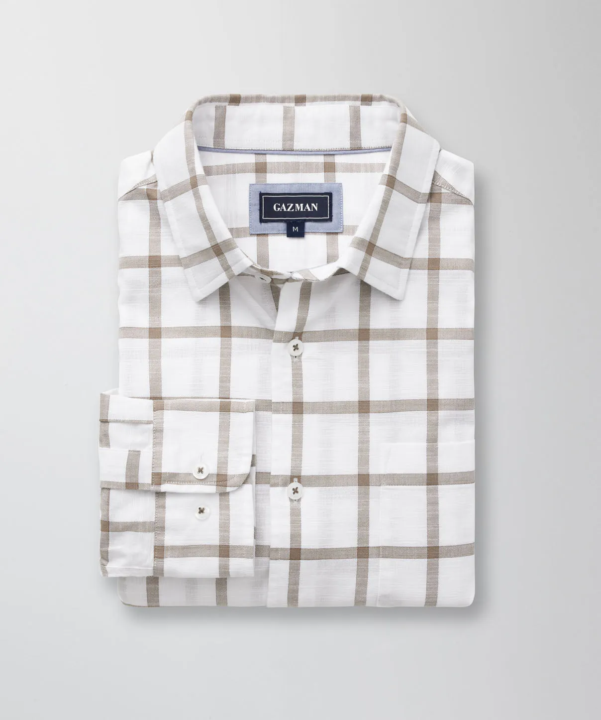 Casual Window Pane Check Long Sleeve Shirt - Sand sold by GAZMAN product image thumbnail 2
