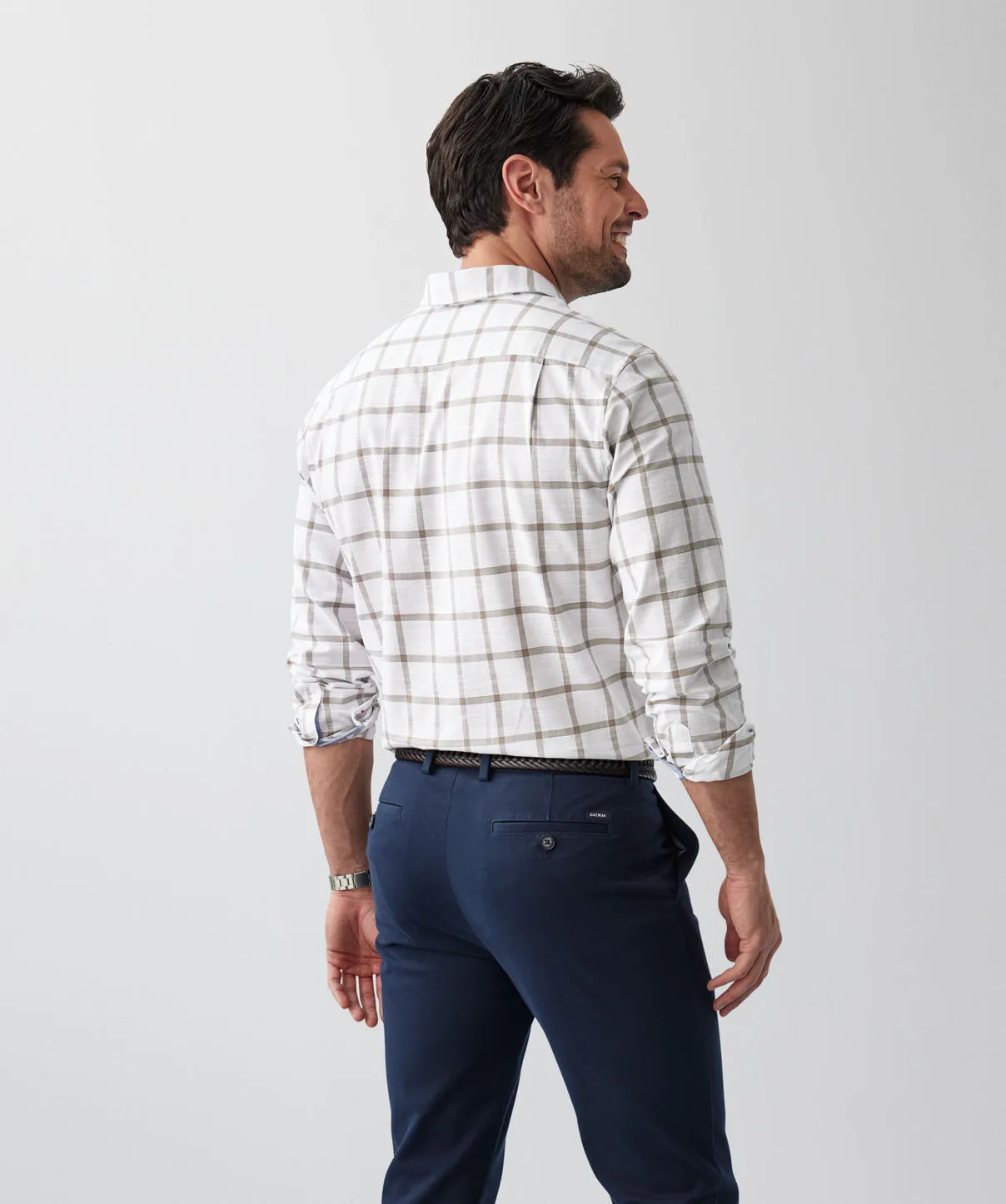 Casual Window Pane Check Long Sleeve Shirt - Sand sold by GAZMAN product image thumbnail 3
