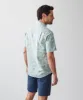 Linen Blend Leaf Print Short Sleeve Shirt - Sage sold by GAZMAN