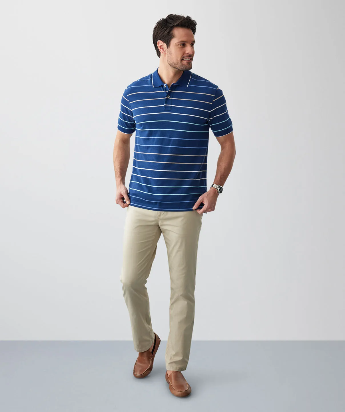 Pique Stripe Polo - Navy sold by GAZMAN product image thumbnail 5