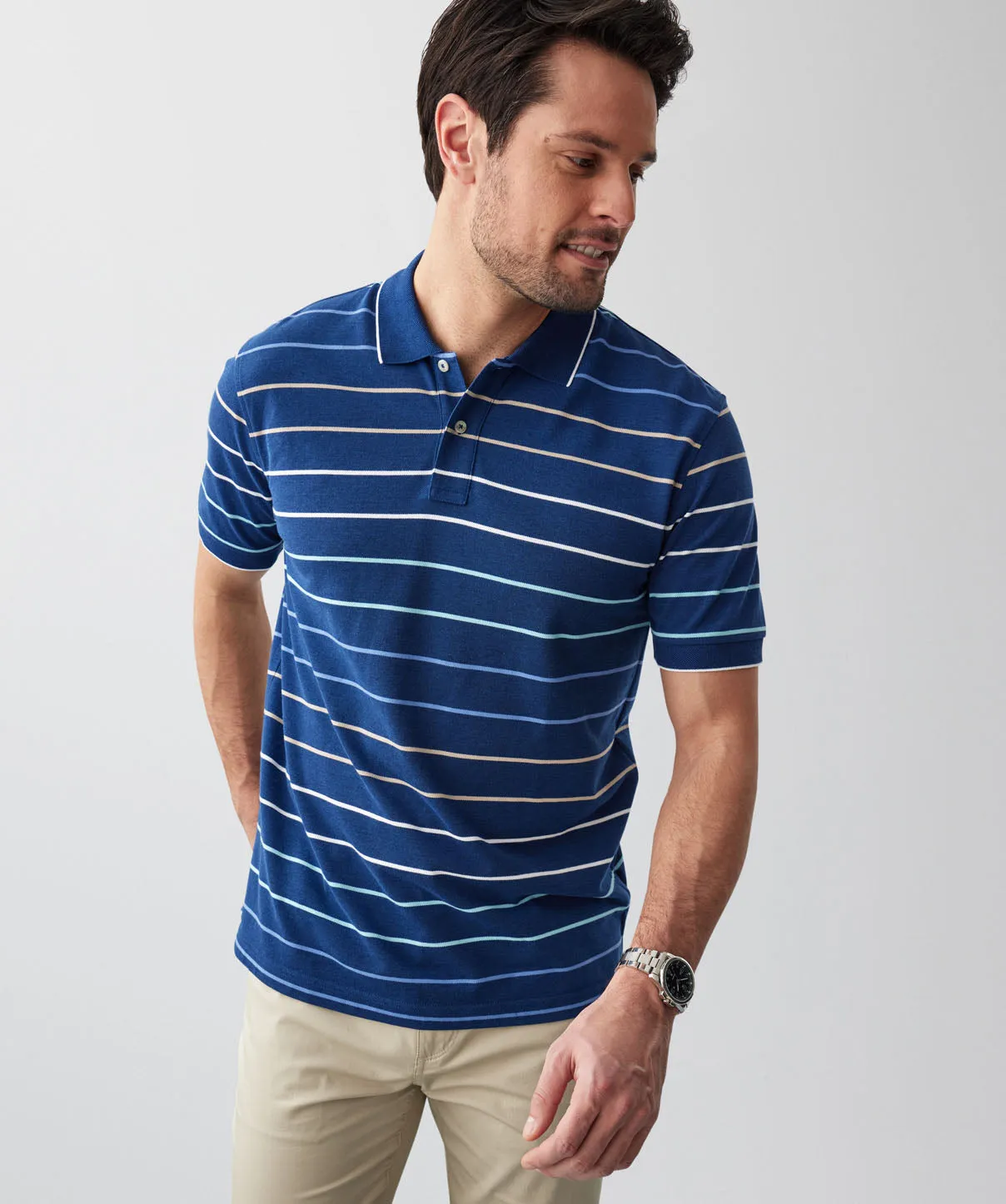 Pique Stripe Polo - Navy sold by GAZMAN product image thumbnail 4