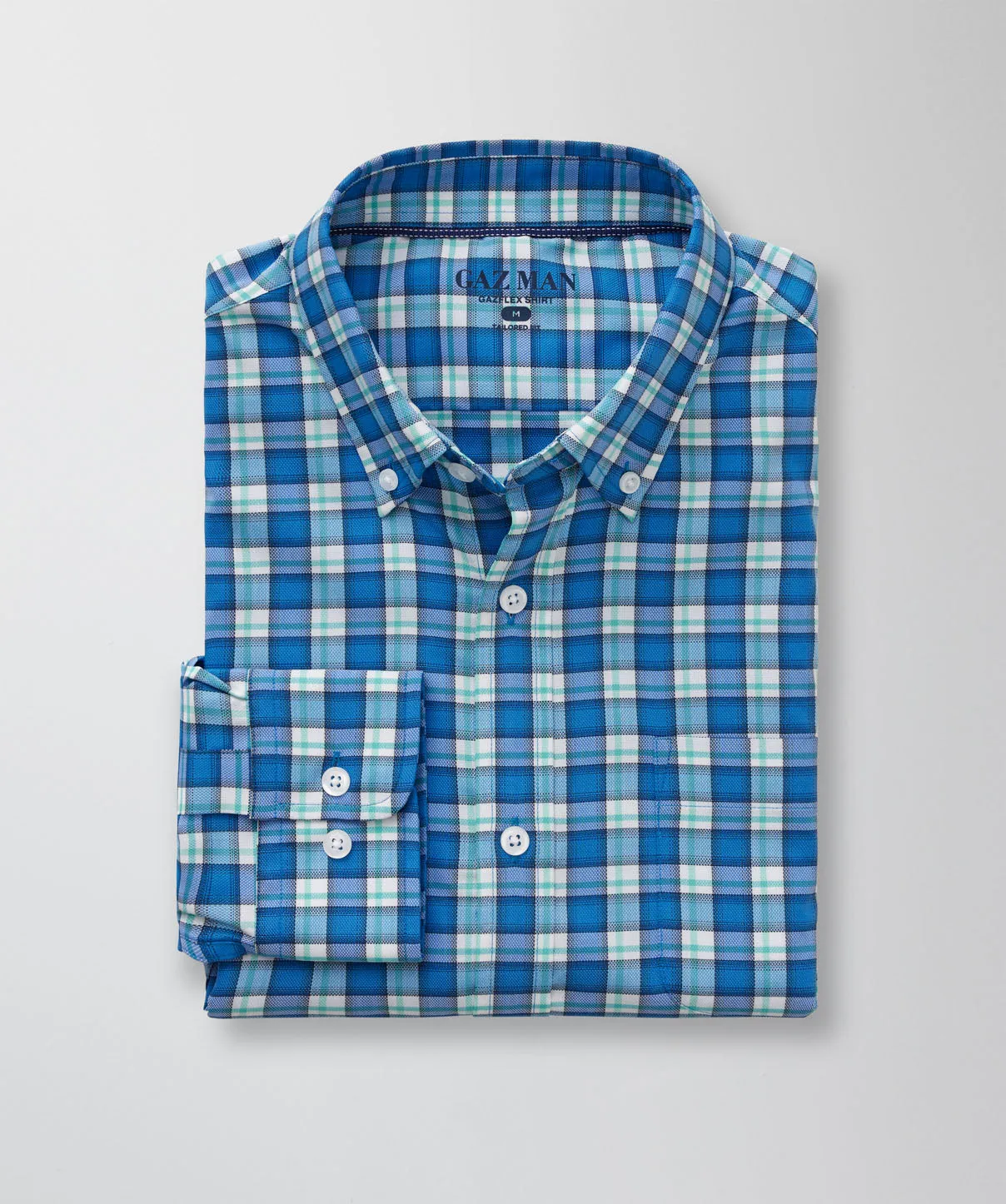 GAZFLEX Tailored Performance Check Long Sleeve Shirt - Blue sold by GAZMAN product image thumbnail 2