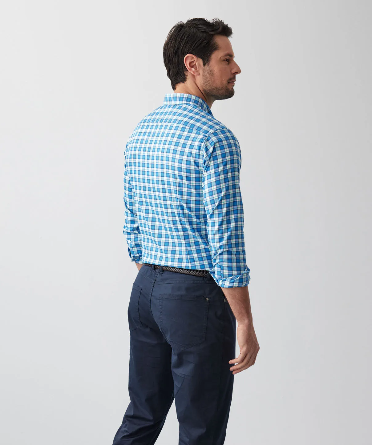 GAZFLEX Tailored Performance Check Long Sleeve Shirt - Blue sold by GAZMAN product image thumbnail 3