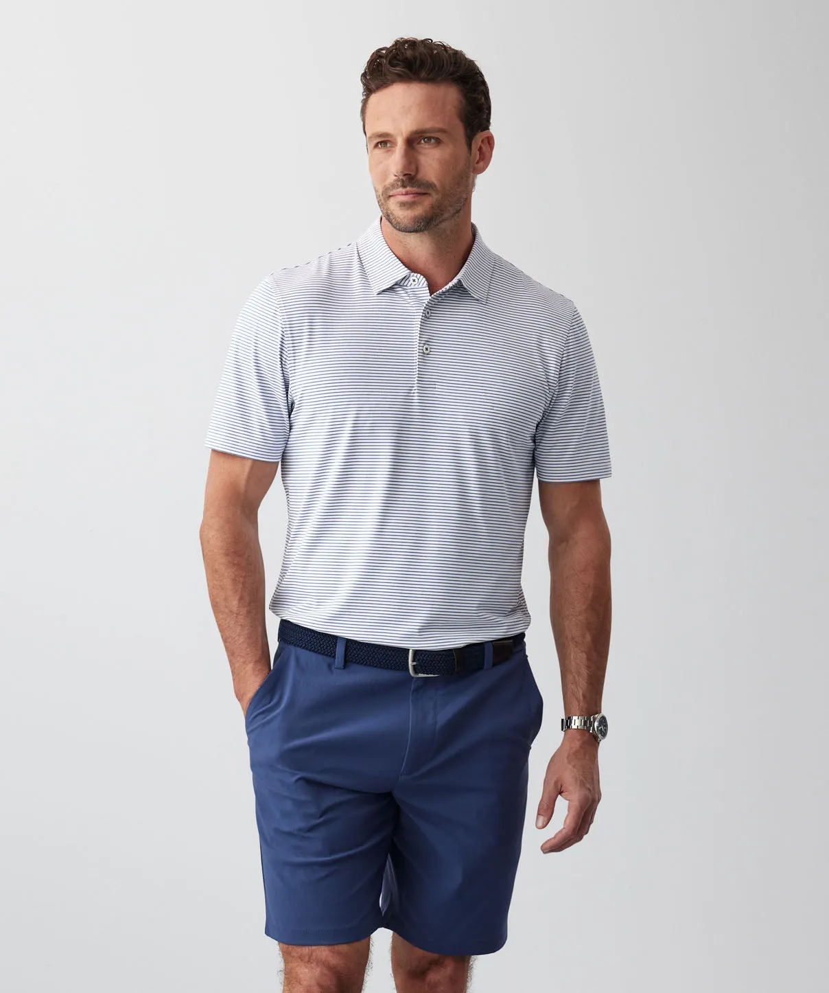 GAZFLEX Stripe Polo - White sold by GAZMAN