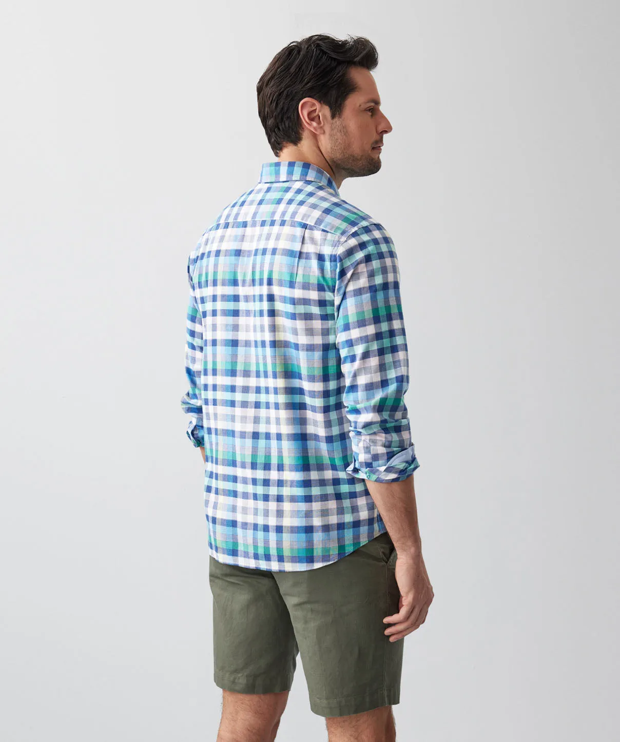 Casual Slub Multi Check Long Sleeve Shirt - Multi Check sold by GAZMAN product image thumbnail 3