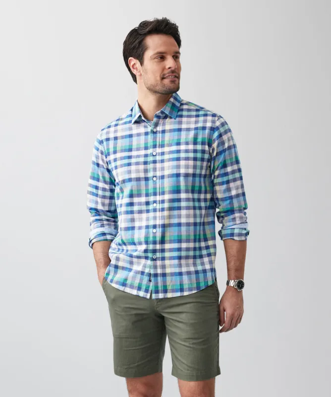 Casual Slub Multi Check Long Sleeve Shirt - Multi Check sold by GAZMAN