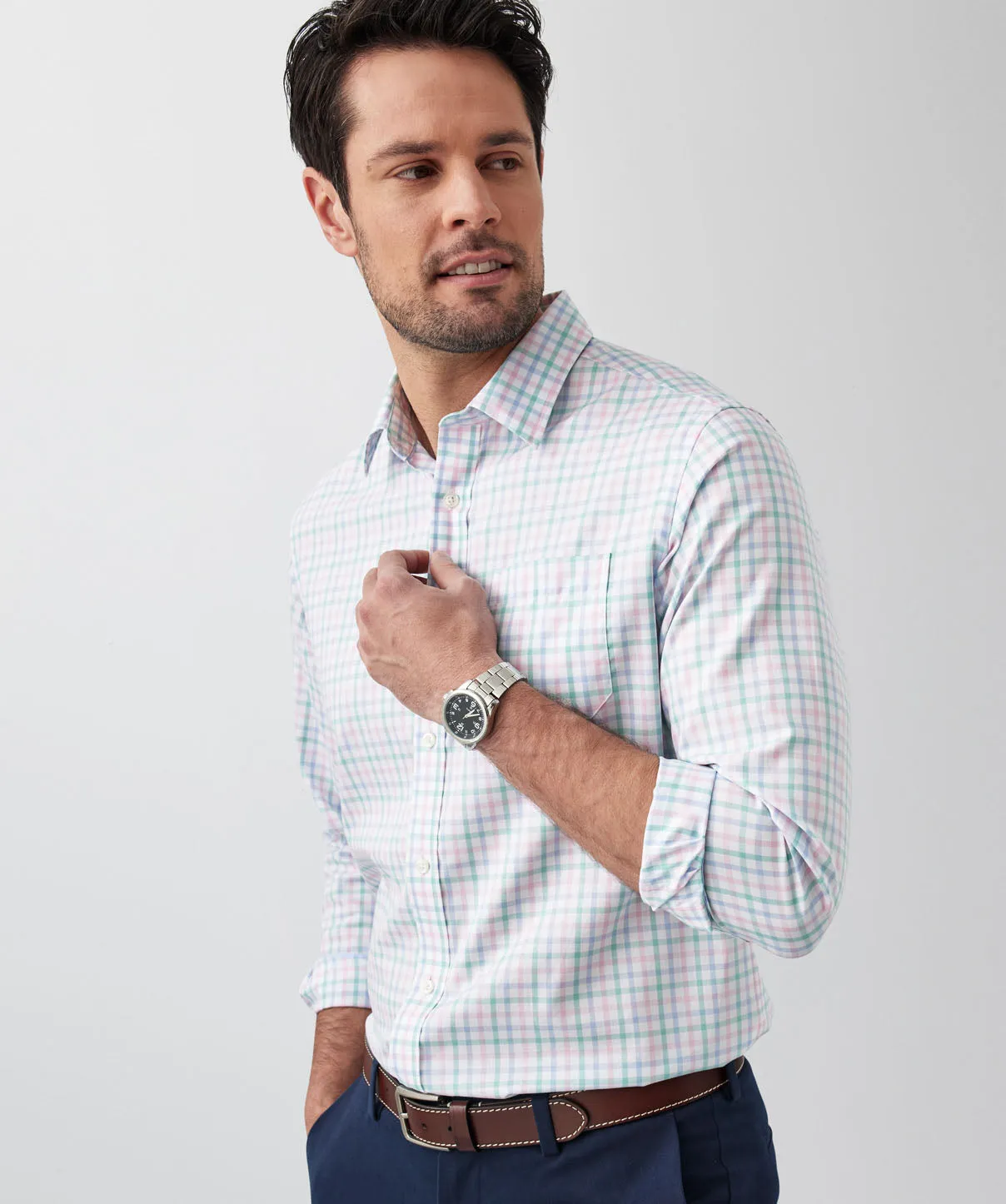 Easy Care Twill Multi Check Long Sleeve Shirt - Multi Check sold by GAZMAN product image thumbnail 4