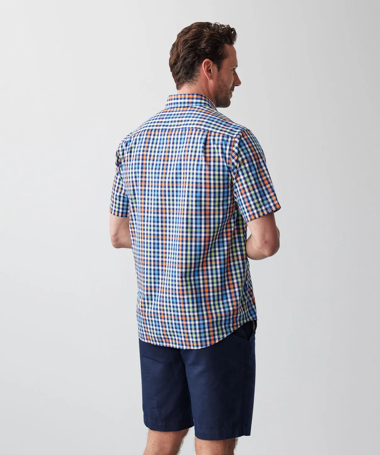 Easy Care Multi Check Short Sleeve Shirt - Navy sold by GAZMAN product image thumbnail 3