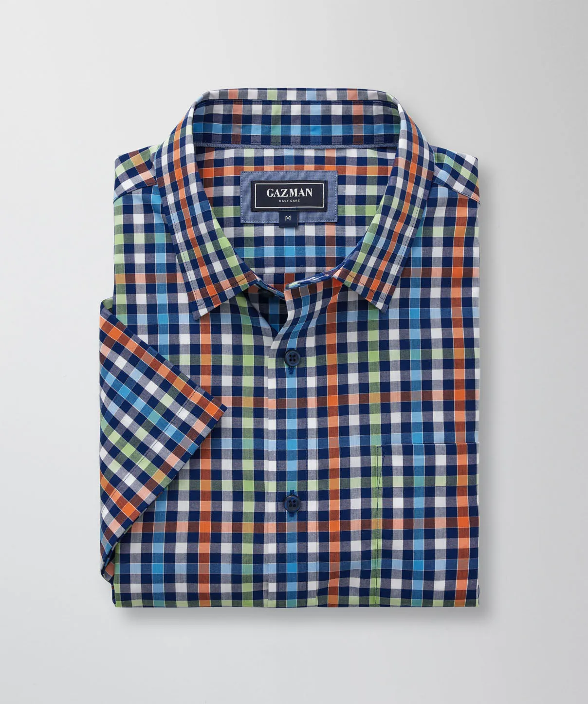 Easy Care Multi Check Short Sleeve Shirt - Navy sold by GAZMAN product image thumbnail 2