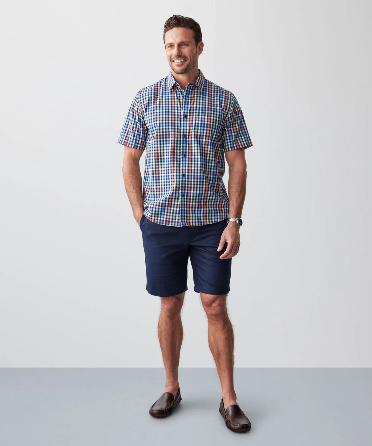 Easy Care Multi Check Short Sleeve Shirt - Navy sold by GAZMAN product image thumbnail 5