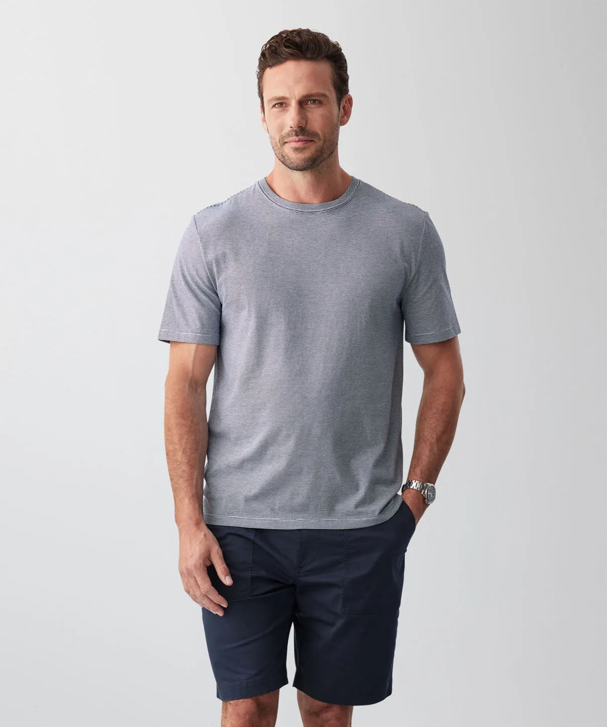 Weekend Stripe Crew T-shirt - Navy sold by GAZMAN product image thumbnail 2