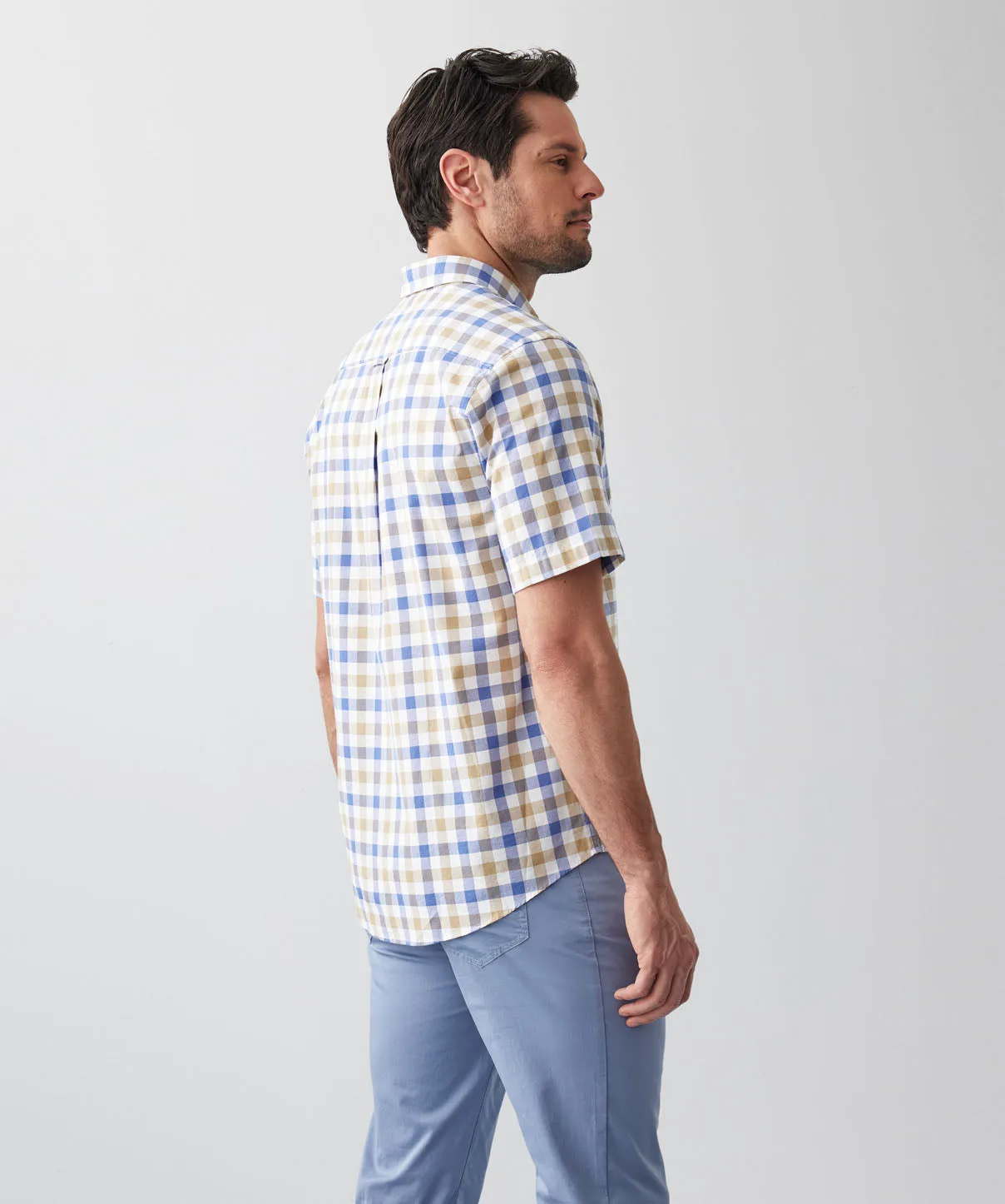 Casual Oxford Check Short Sleeve Shirt - Natural sold by GAZMAN product image thumbnail 3