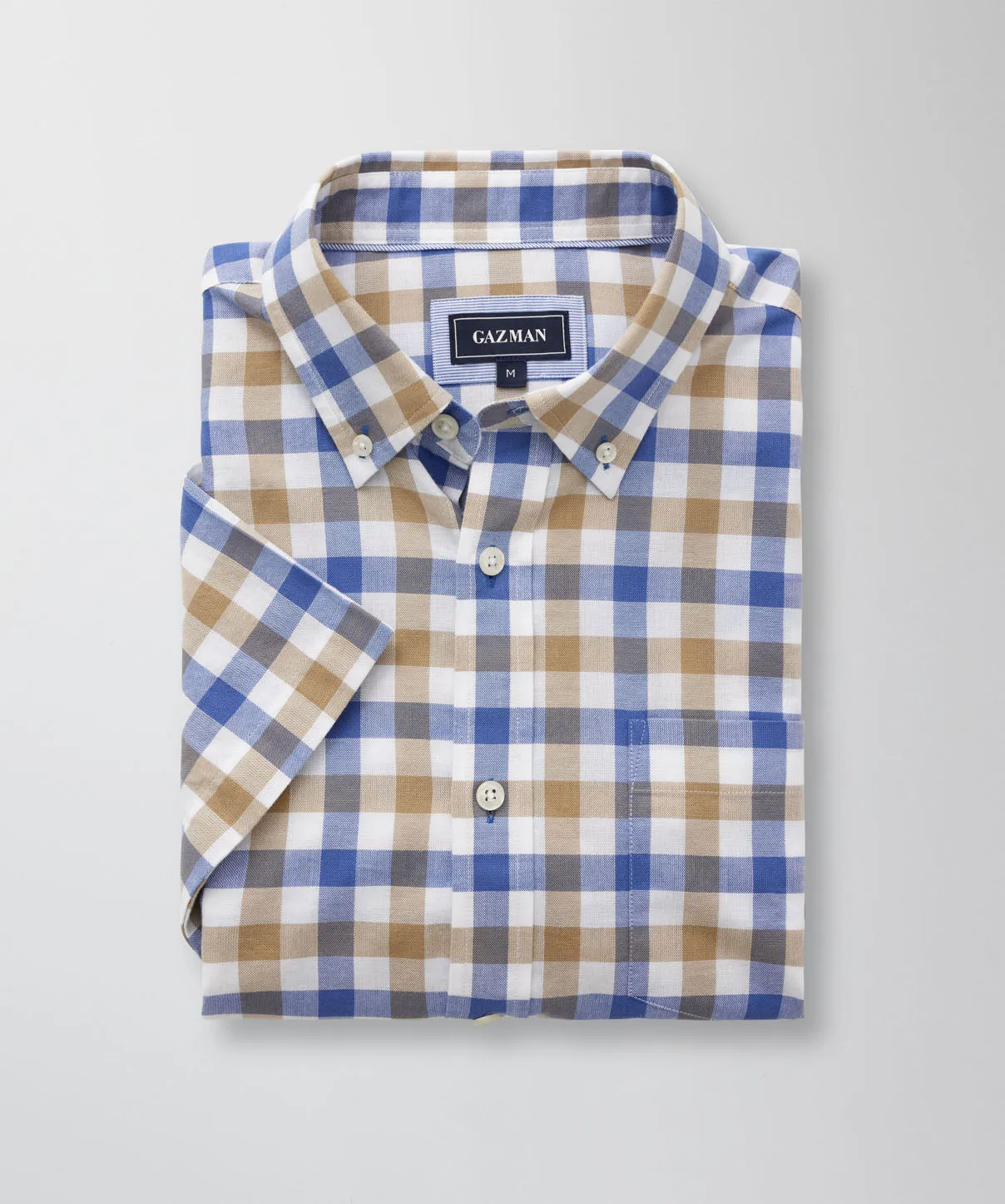 Casual Oxford Check Short Sleeve Shirt - Natural sold by GAZMAN product image thumbnail 2