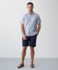 Linen Blend Mini Floral Short Sleeve Shirt - Blue sold by GAZMAN
