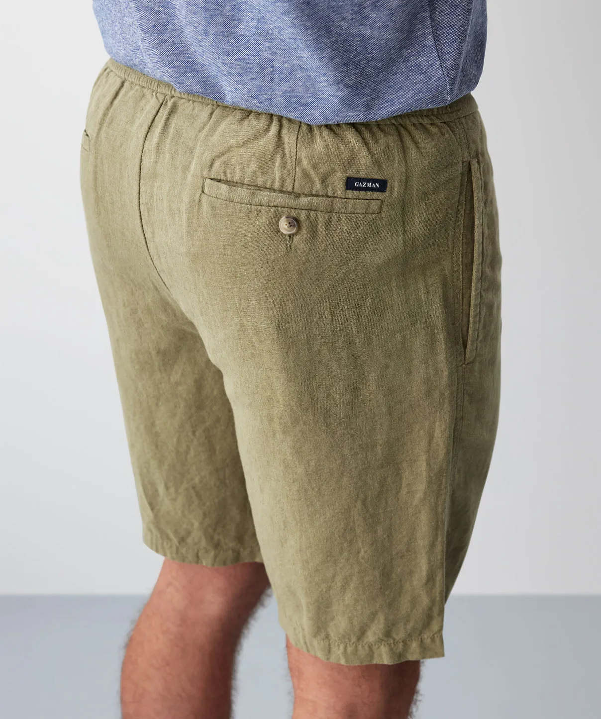 Drawstring Linen Blend Shorts - Moss sold by GAZMAN product image thumbnail 4