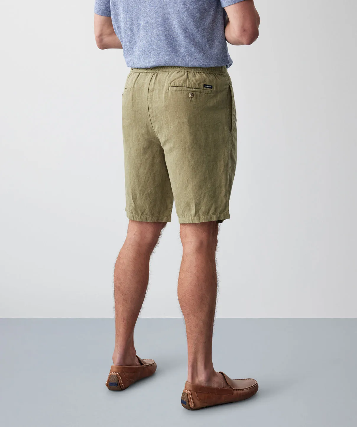 Drawstring Linen Blend Shorts - Moss sold by GAZMAN product image thumbnail 3