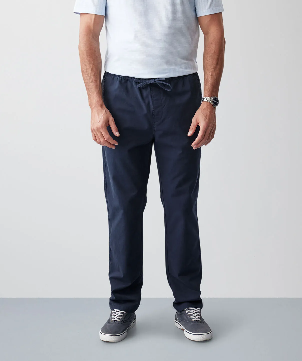 Drawstring Cotton Pants - Navy sold by GAZMAN