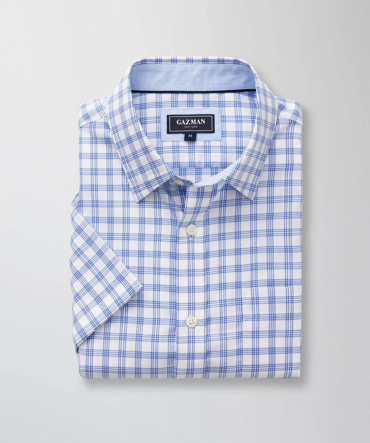 Easy Care Check Short Sleeve Shirt - Blue sold by GAZMAN product image thumbnail 2