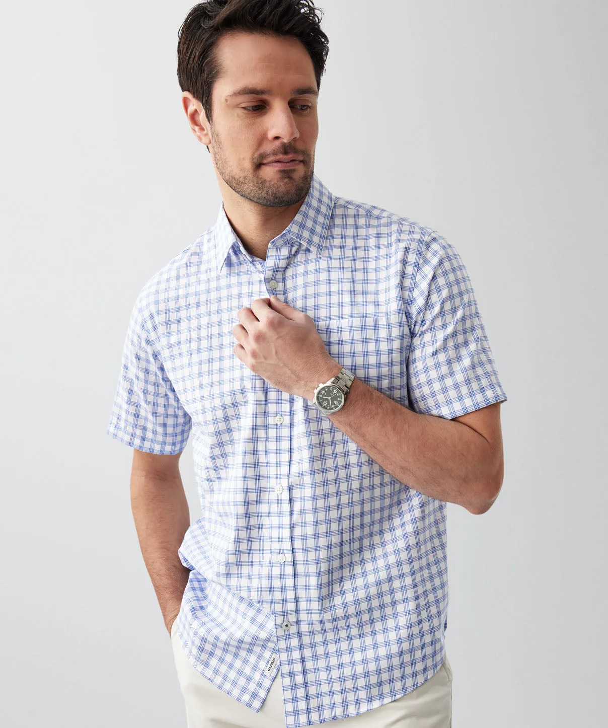 Easy Care Check Short Sleeve Shirt - Blue sold by GAZMAN product image thumbnail 4