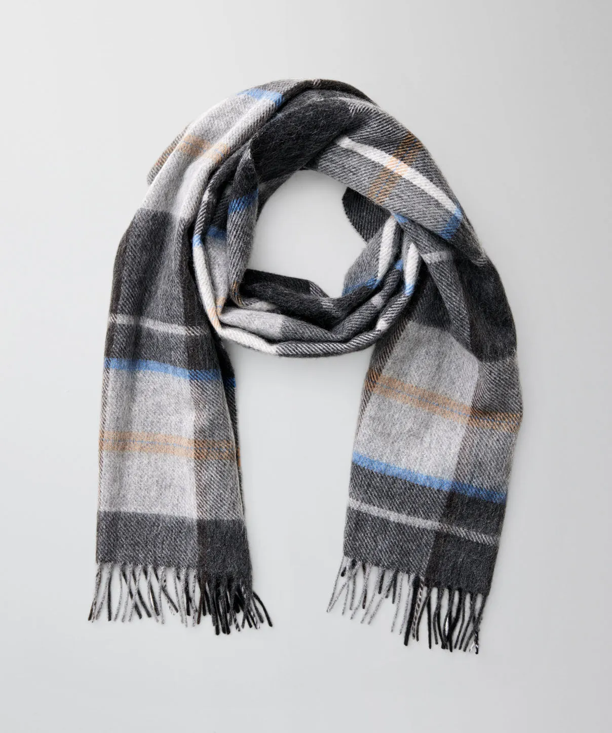 Multi Check Wool Scarf - Grey sold by GAZMAN