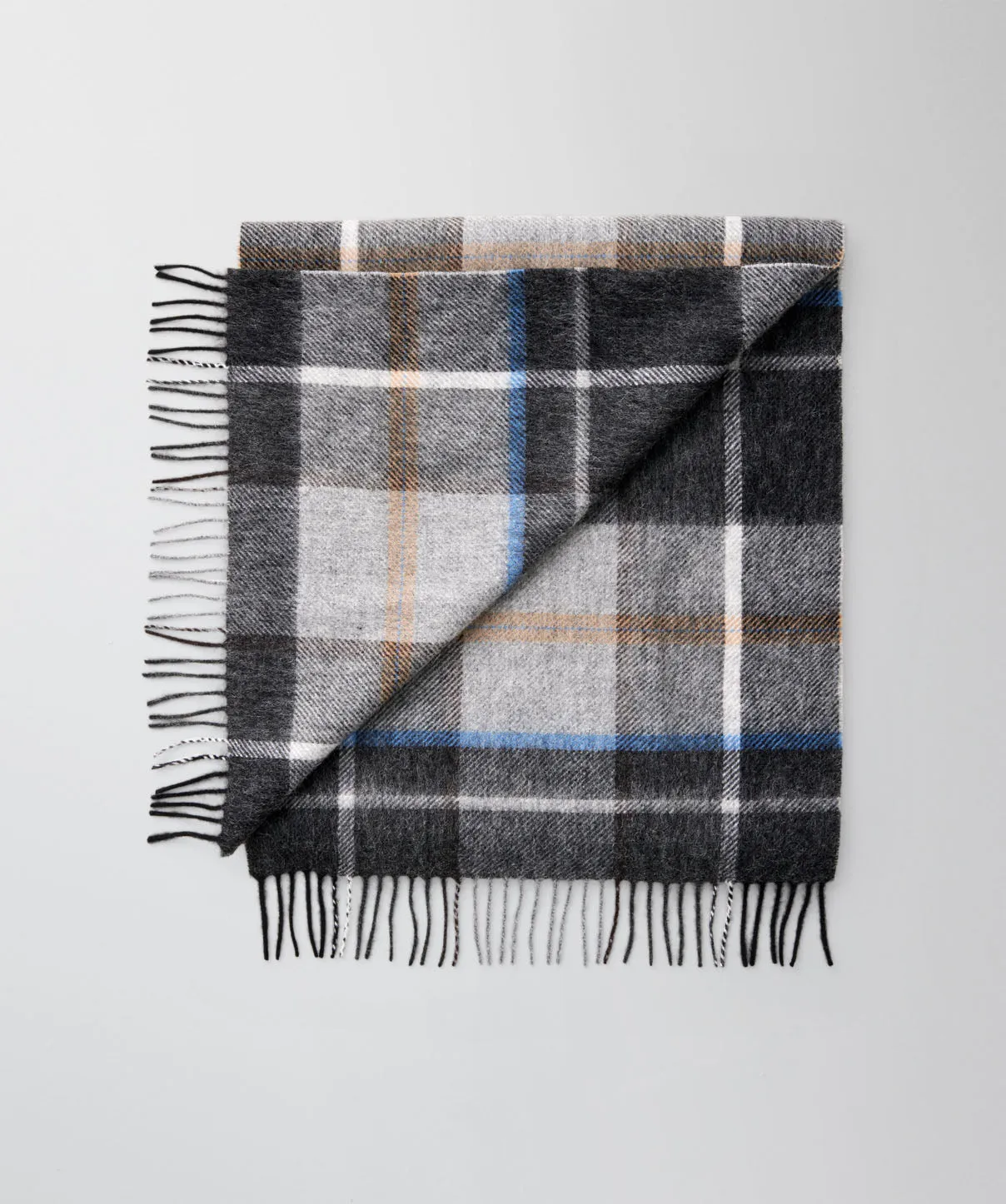 Multi Check Wool Scarf - Grey sold by GAZMAN product image thumbnail 2