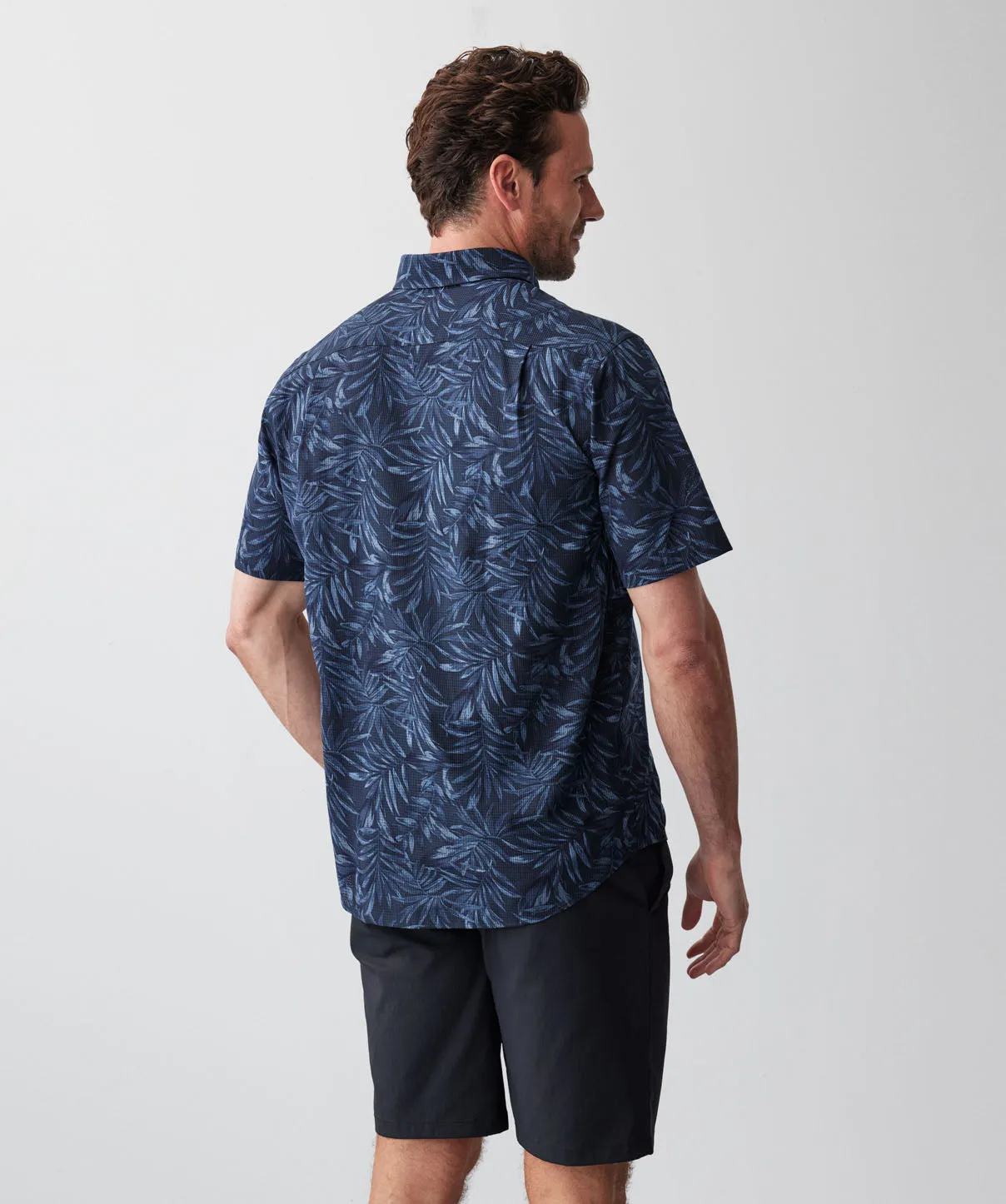 GAZFLEX Performance Leaf Print Short Sleeve Shirt - Navy sold by GAZMAN product image thumbnail 3